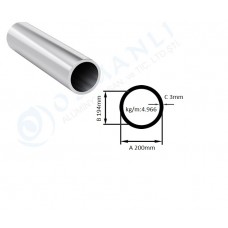 Alüminyum Boru  Dış Çap 200mm  Et Kalınlık 3mm